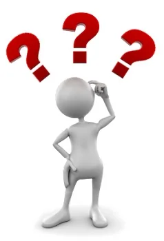 Illustration of a thoughtful figure scratching its head beneath three red question marks