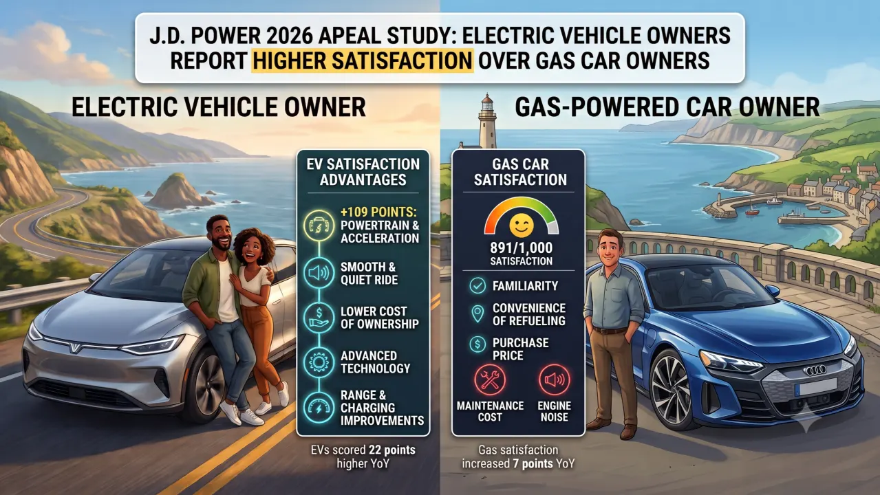EV Adoption Challenges Shifting As JD Power Reveals Owner Satisfaction Beats Gas Models
